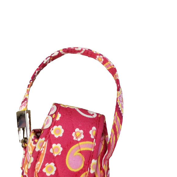 Vera Bradley Quilted Wristlet Case Raspberry Fizz Pink Floral Paisley Phone Case - Picture 3 of 7